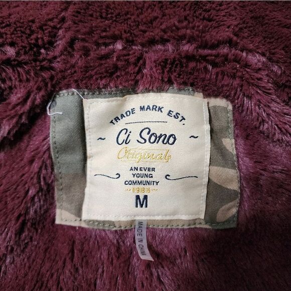 CI SONO Camouflage Jacket sherpa parka size M - Picture 3 of 7
